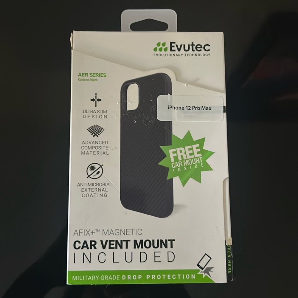 Evutec AFIX+ Magnetic w/ Car VenT Mount iPhone 12 Pro MaxCell Phone Case NWT